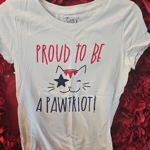 Cargo White Cat T-Shirt - Proud to Be a Pawtriot